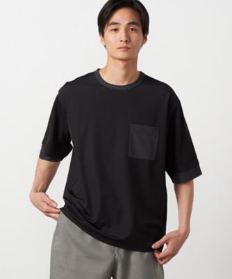 軽量スクエアジャカード フェイクレイヤードTシャツ