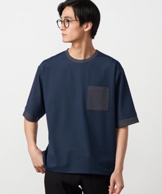 軽量スクエアジャカード フェイクレイヤードTシャツ