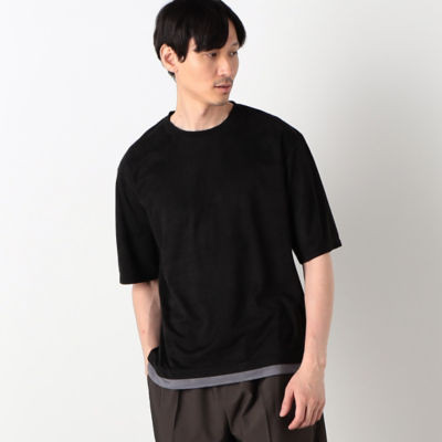 ＜COMME CA ISM (Men)＞エアリー　フェイクスエード　カラーレイヤードＴシャツ（４７６４ＴＥ０１）