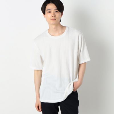 ＜COMME CA ISM (Men)＞ウォッシャブル　ケーブル柄　ジャカード　Ｔシャツ（４７６４ＴＥ０３）