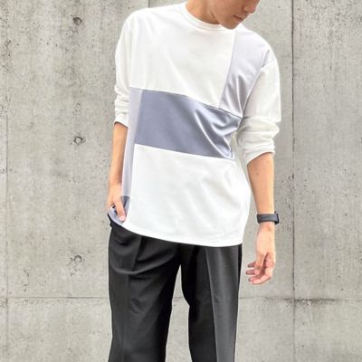 ＜三越伊勢丹/公式＞ COMME CA ISM (Men)/コムサイズム パッチワーク クルーネック ロングスリーブ Tシャツ シロ トップス【三越伊勢丹/公式】