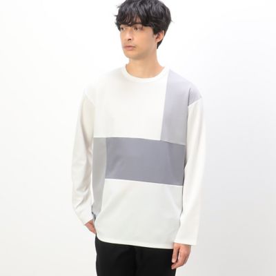 ＜COMME CA ISM (Men)＞パッチワーク　クルーネック　ロングスリーブ　Ｔシャツ（４７６４ＴＧ２６）