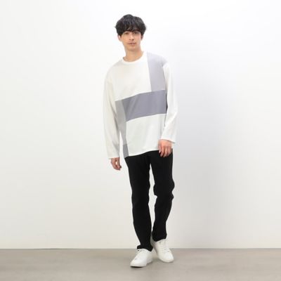 パッチワーク　クルーネック　ロングスリーブ　Ｔシャツ（４７６４ＴＧ２６）
