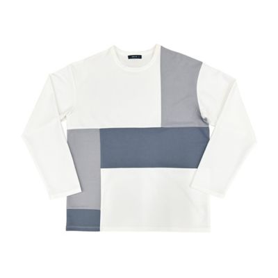 パッチワーク　クルーネック　ロングスリーブ　Ｔシャツ（４７６４ＴＧ２６）