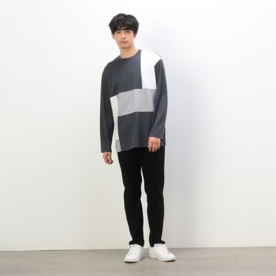 パッチワーク　クルーネック　ロングスリーブ　Ｔシャツ（４７６４ＴＧ２６）