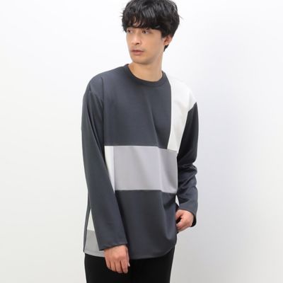 パッチワーク　クルーネック　ロングスリーブ　Ｔシャツ（４７６４ＴＧ２６）