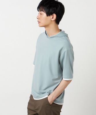吸水速乾】フェイクレイヤード フーデッド Tシャツ（4764TO09