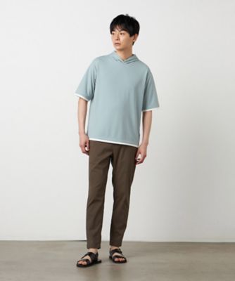 吸水速乾】フェイクレイヤード フーデッド Tシャツ（4764TO09