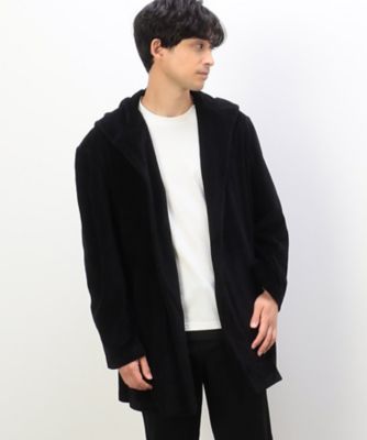 COMME des GARÇONS ブラック フリース カーディガン Lサイズ ロゴデザイン】コムデギャルソン バックプリントカーディガン