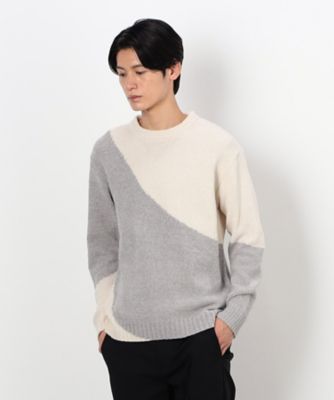 COMME CA ISM (Men)/コムサイズム インターシャ バイカラー モールニット プルオーバー(4771KI40)
