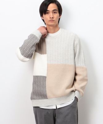 KAPITAL メンズニットパッチワーク 七分袖 トップス KAPITAL メンズニットパッチワーク 七分袖 トップス Kapital 5G Wool