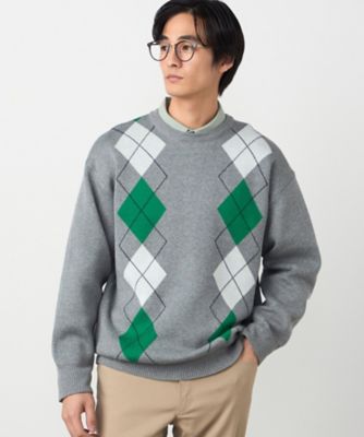 ＜COMME CA ISM (Men)＞アーガイル柄　クルーネックプルオーバー（４７７１ＫＯ０９）