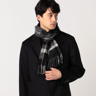 ＜COMME CA ISM (Men)＞ウールカシミヤ　ブロックチェックマフラー（４７８２ＲＡ０３）