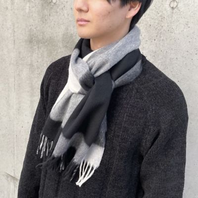 ＜COMME CA ISM (Men)＞ウール　カシミヤ　ＢＩＧチェック　マフラー（４７８２ＲＥ０３）