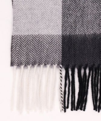 ウールカシミヤ】 ブロックチェック マフラー（4782RI03