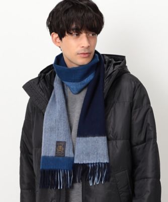 ウールカシミヤ】 ブロックチェック マフラー（4782RI03