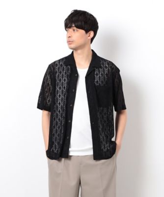 COMME CA ISM (Men)/コムサイズム 透かし柄レース　オープンカラーシャツ（４７９２ＩＫ０２）