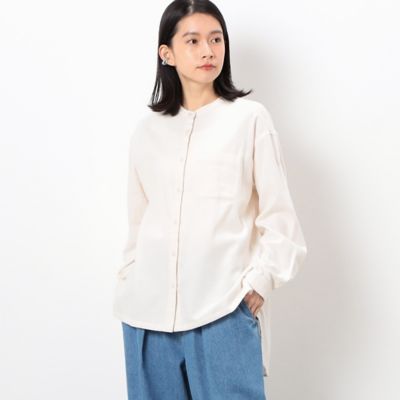 ＜COMME CA ISM (Women)＞コットンネルバンドカラーシャツ（５２１５ＨＣ７０）