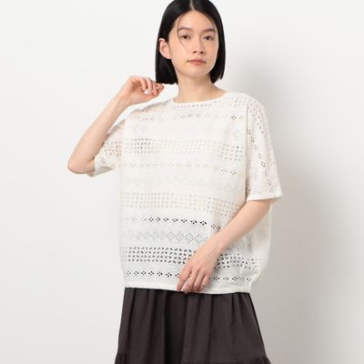 ＜COMME CA ISM (Women)＞コットンレース　Ｔブラウス（５２１５ＨＣ７３）