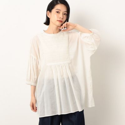 ＜COMME CA ISM (Women)＞スモッキング　ボリュームスリーブ　５分袖　ブラウス（５２１５ＨＣ７８）