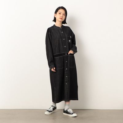 ＜COMME CA ISM (Women)＞デニム　バンドカラー　シャツワンピース（ロゴ刺しゅう）（５２１５ＨＥ７１）