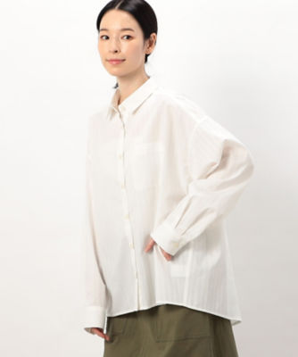 ＜COMME CA ISM (Women)＞ドビーストライプ　ビッグシャツ（長袖）（５２１５ＨＩ７２）