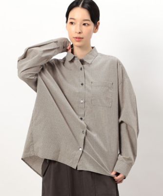 ＜COMME CA ISM (Women)＞スモールギンガムチェック　ＢＩＧシャツ　（長袖）（５２１５ＨＩ７４）