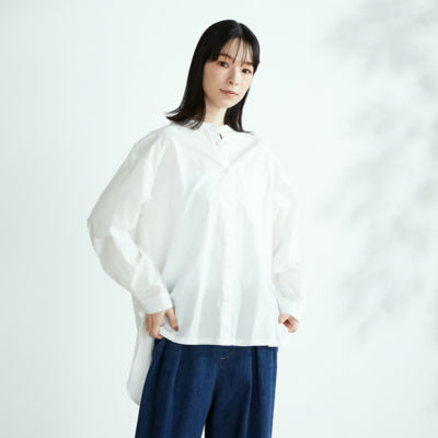 ＜COMME CA ISM (Women)＞バンドカラーコンビシャツ（５２１５ＨＹ７０）