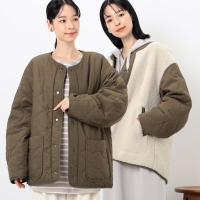 ＜三越伊勢丹/公式＞【SALE】COMME CA ISM (Women)/コムサ イズム ボア・キルティング ブルゾン カーキ コート・ジャケット【三越伊勢丹/公式】