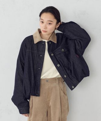 COMME CA ISM (Women)/コムサ イズム 衿コーデュロイ デニムブルゾン/セットアップ対応(5221BM73) ベージュ コート・ジャケット【三越伊勢丹/公式】