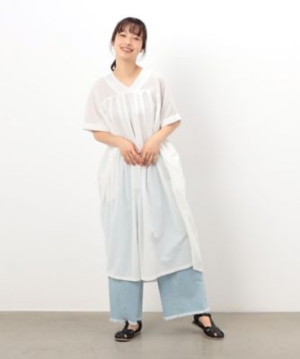 ＜COMME CA ISM (Women)＞インドコットン　タックワンピース（５２３１ＯＧ８２）