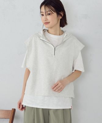 ＜COMME CA ISM (Women)＞【セットアイテム】裏毛フーディーベスト＋Ｔシャツ／セットアップ対応（５２３６ＣＯ７０）