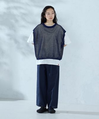 コムデギャルソン ベストレイヤードニット 丸襟 メッシュ XS ドッキング セットアイテム】メッシュニットベスト＋Tシャツ（5239KO70