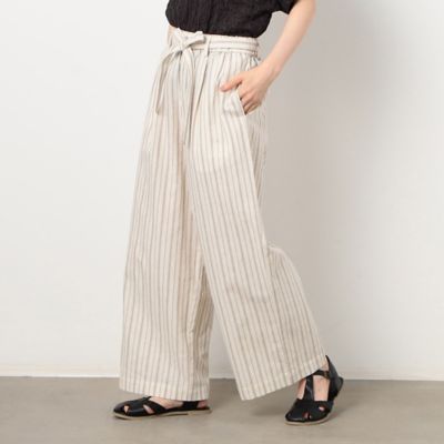 ＜COMME CA ISM (Women)＞綿麻　ストライプ　ワイドパンツ（５２５２ＰＣ７９）