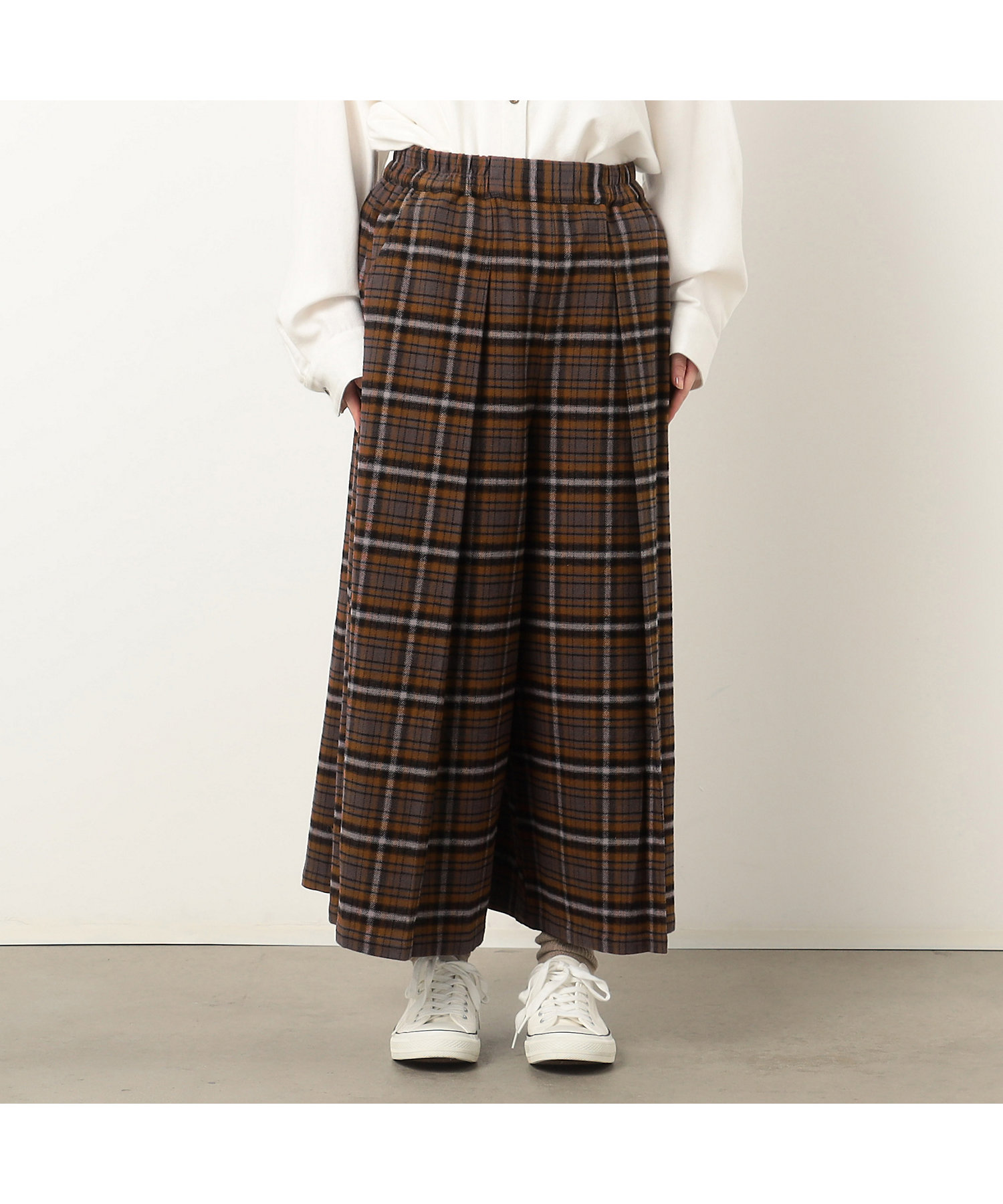 先染め起毛チェック キュロットパンツ(5252PE77 先染め起毛チェック キュロットパンツ(5252PE77
