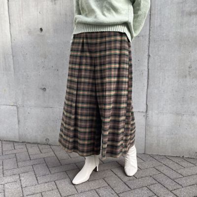 【お試し価格！】 先染め起毛チェック キュロットパンツ（5252PE77 スカート