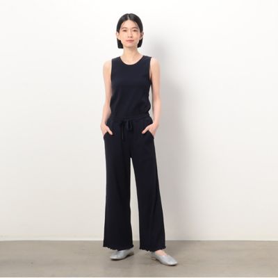 まるみ　リブパンツセット 手洗い可／セットアップ可】サス付きワイドパンツ（フルレングス