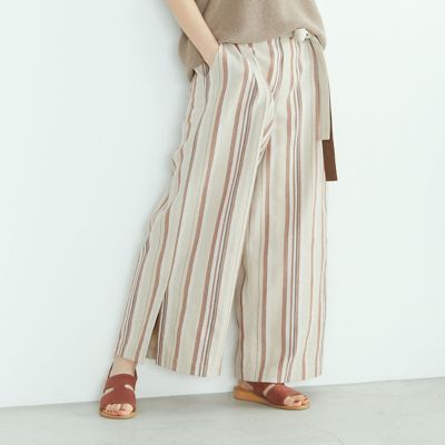 リネンミックス サイドスリット ウエストリボン ワイドパンツ ５２５２ｐｐ７５ 三越伊勢丹オンラインストア 公式