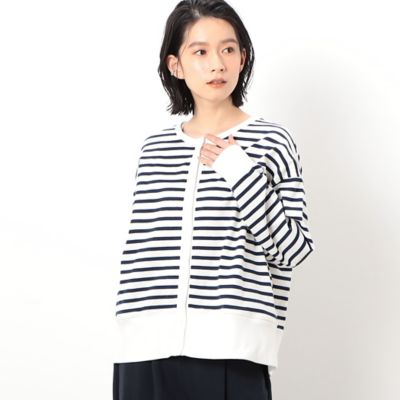＜COMME CA ISM (Women)＞ボーダークルーネックカーディガン（５２５６ＣＣ７１）