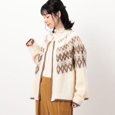 ＜COMME CA ISM (Women)＞フェアアイル柄求心編みカーディガン（５２５７ＫＡ７２）