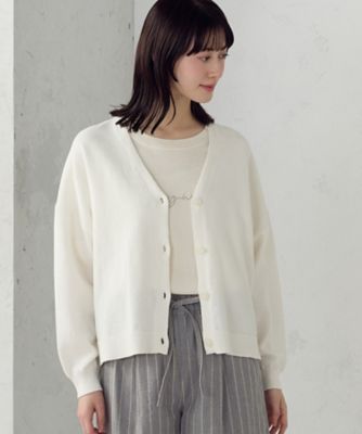 ＜COMME CA ISM (Women)＞コットンリネン　ニットカーディガン（５２５７ＫＯ７１）