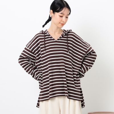 ＜COMME CA ISM (Women)＞ワッフルボーダー　パーカ（５２６８ＣＡ７９）
