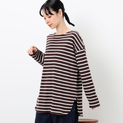＜COMME CA ISM (Women)＞ワッフルボーダー　ロンＴ（５２６８ＣＡ８０）