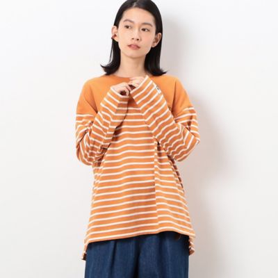 ＜COMME CA ISM (Women)＞ボーダー切替ロングスリーブビッグＴシャツ（５２６８ＣＣ７３）