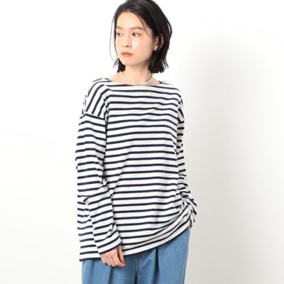 ＜COMME CA ISM (Women)＞ボーダー　ボートネックＴ（５２６８ＣＣ７７）