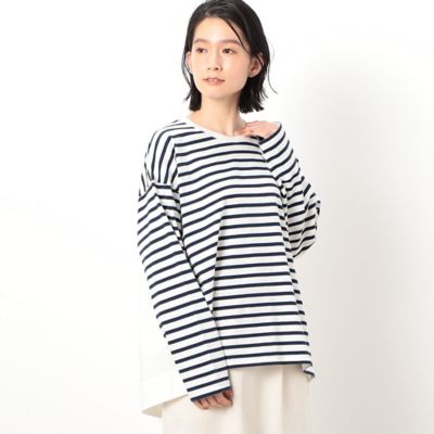 ＜COMME CA ISM (Women)＞ボーダーバックフレアドッキングロンＴ（５２６８ＣＣ７８）