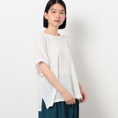 ＜COMME CA ISM (Women)＞シアークラッシュ　ジャガード　半袖プルオーバー（５２６８ＣＣ８８）