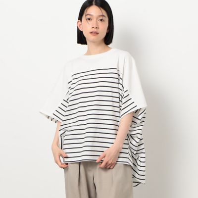 ＜COMME CA ISM (Women)＞ボーダー　ドルマン　ビッグＴシャツ（５２６８ＣＣ８９）