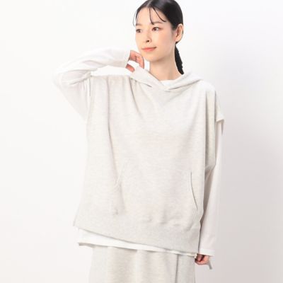 ＜COMME CA ISM (Women)＞【セットアイテム】裏毛スウェットフーディベスト＋長袖Ｔシャツ／セットアップ対応（５２６８ＣＧ７２）