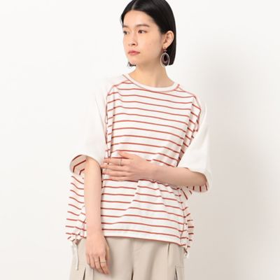 プリーツプリーズ　細めボーダー　ドルマン　Tシャツ 美品 ボーダー ドルマンスリーブTシャツ（5268CG87